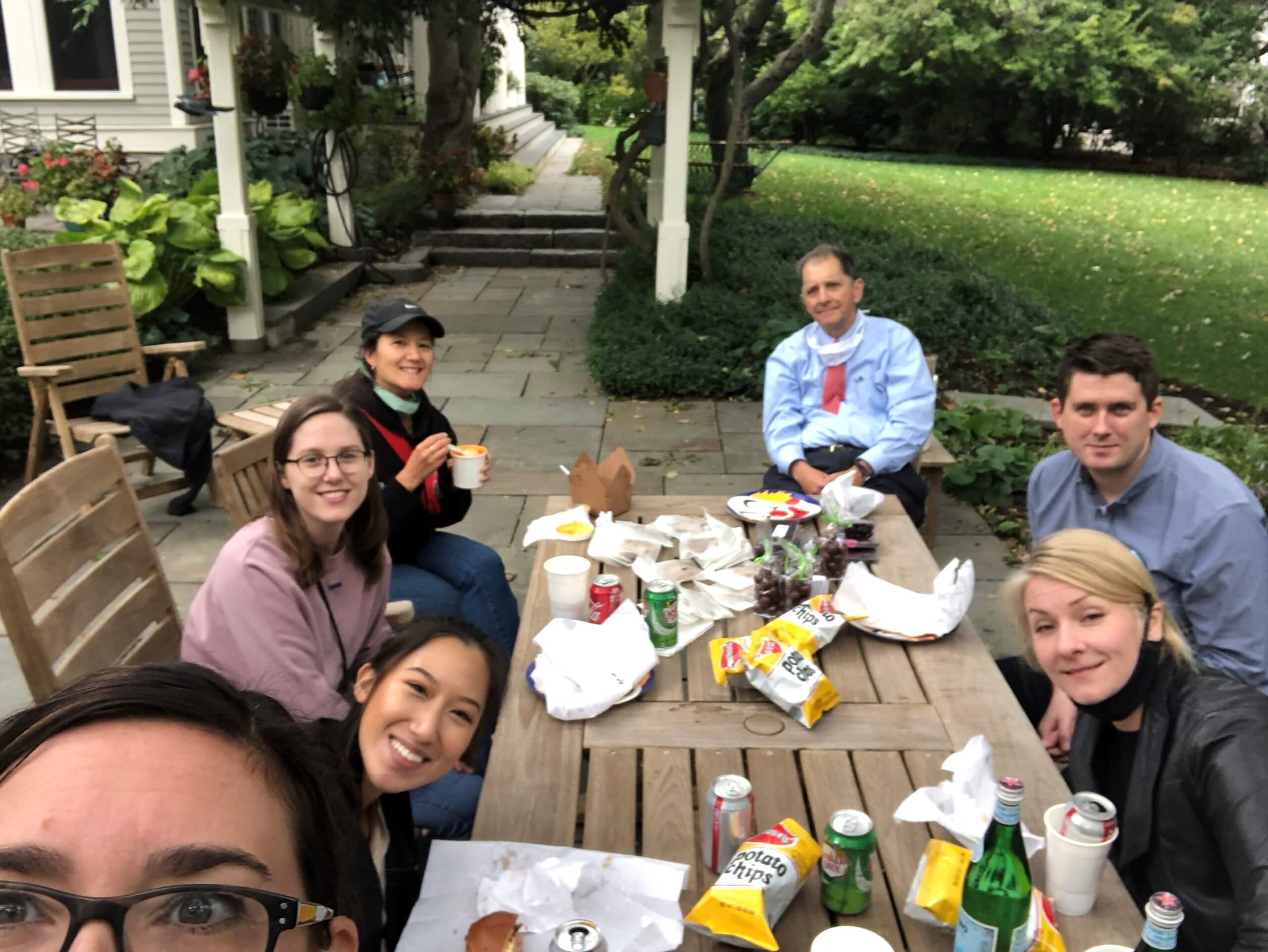 Group eating lunch outside