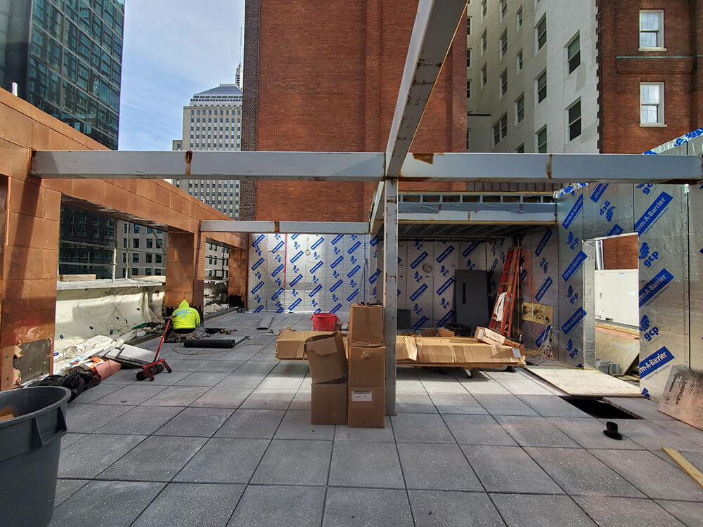 Rooftop terrace in construction